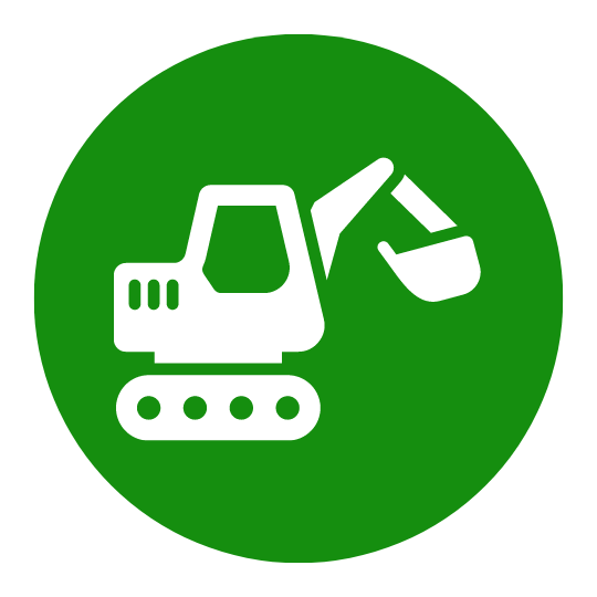 stump grinding begins green circle icon